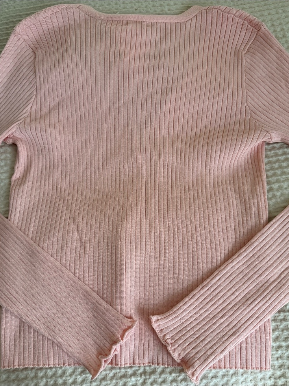 Hem & Thread Blush Ribbed Button-Front Cardigan - Picture 5 of 5